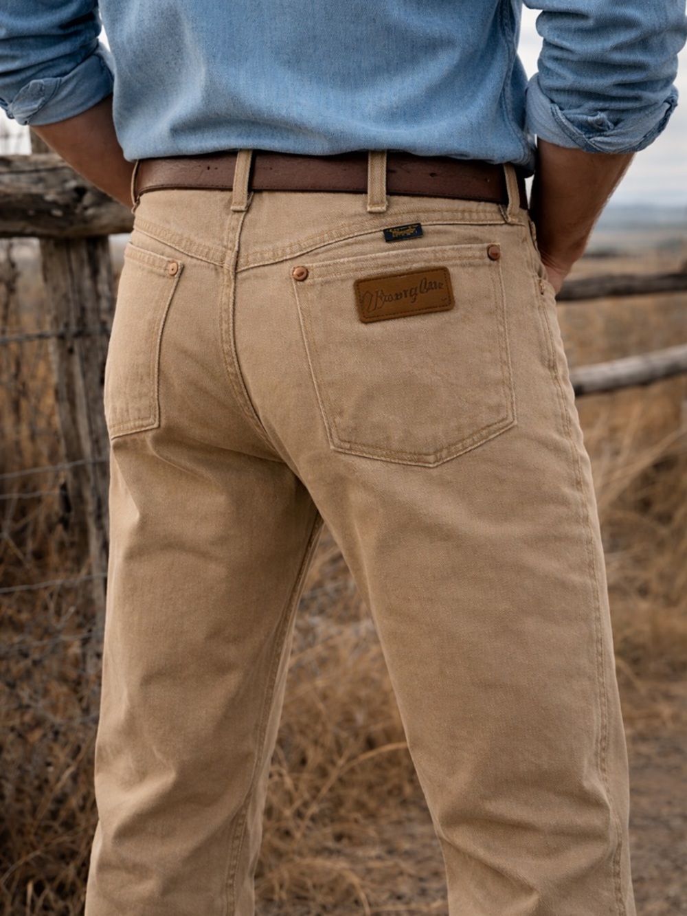 Wrangler Tan Straight Leg Jeans 34x30 Workwear Western Cowboy Pants